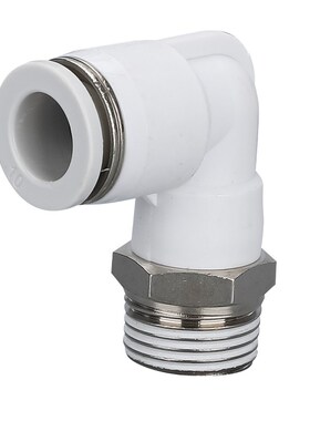 PL螺纹弯通接头 气动气管快速快插外丝牙L型二通黑白PL8-02/4-M5/