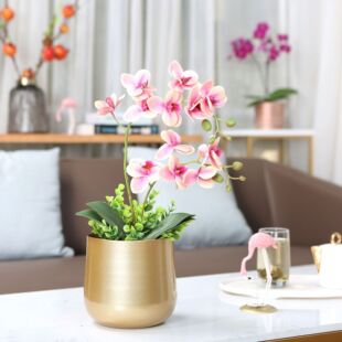 新年福桶福盆冬青银柳年宵花插花花盆花器金属金色铁艺抱抱桶花桶