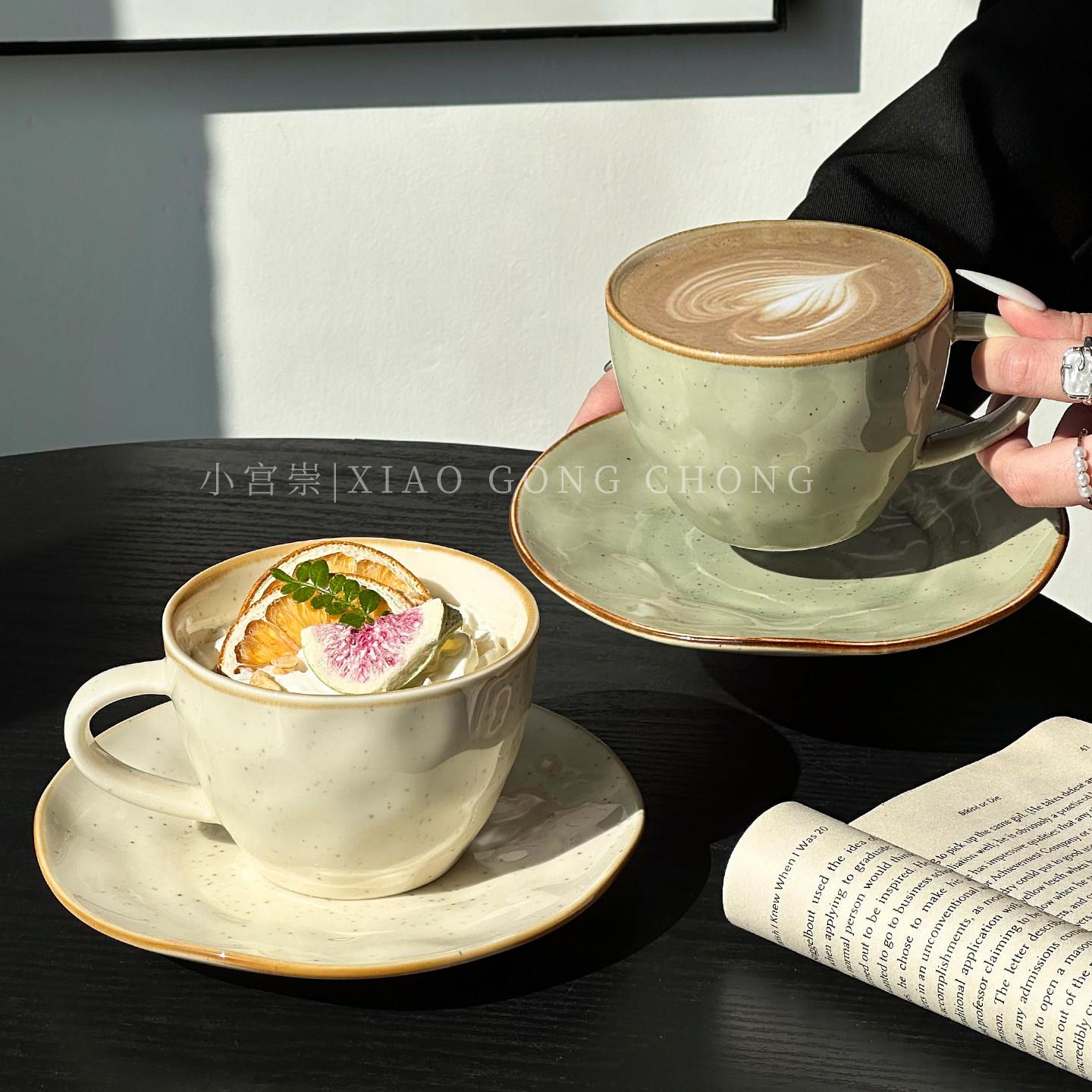 复古高颜值陶瓷咖啡杯碟家用精致下午茶拿铁拉花杯马克杯摩卡杯子