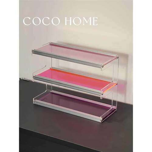 COCO 亚克力多层透明桌面杯架梳妆台悬浮收纳多巴胺高级感置物架