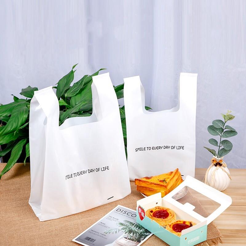 网红甜点食品手提外卖打包袋吐司面包蛋糕烘焙塑料简约风包装袋子