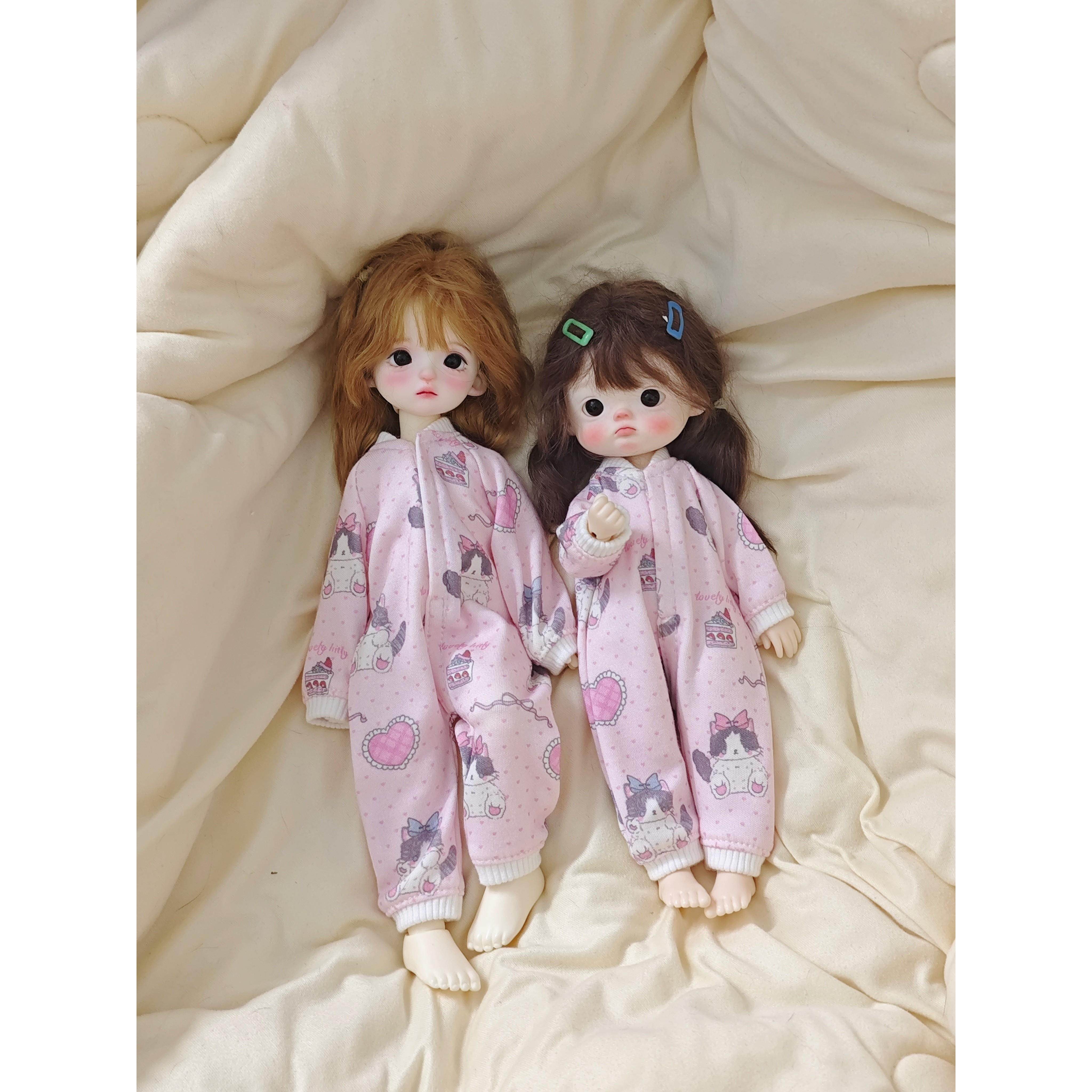 6分bjd小六爬爬服连体宝宝服胖点可爱玩偶衣服睡衣自制手作娃衣