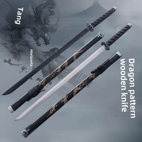 中国古风刀唐横刀竹刀木剑带鞘训练武士刃玩具COS道具刀表演道具