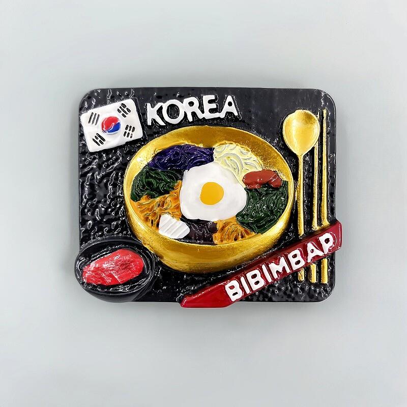 韩国旅游纪念创意手工彩绘立体韩式石锅拌饭装饰工艺品磁铁冰箱贴