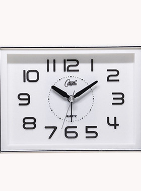 康巴丝9021长方形时尚闹钟立体数字简约白色创意塑料闹钟热卖批发
