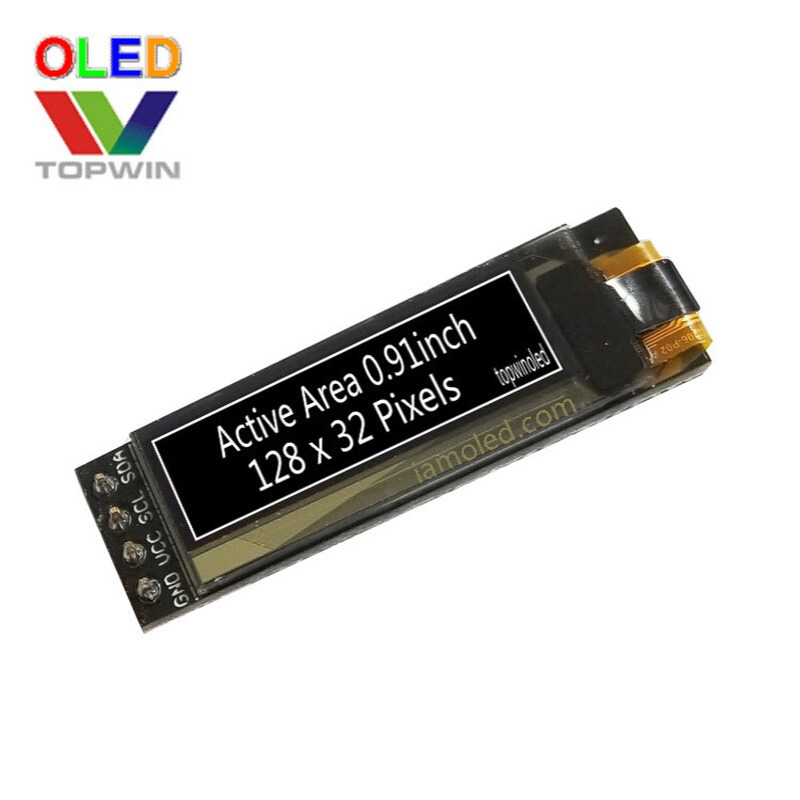 0.91寸白光oled显示模块0.91英寸4针IIC蓝色TW128320910A模组i2c