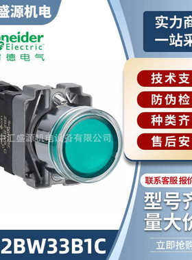XB2BW33B1C带灯按钮1NO瞬时型绿色闪动按钮AC/DC24V 22mm带灯按钮
