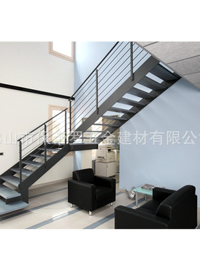 保帝罗钢木楼梯现代简约风款式黑色烤漆橡木榉木水曲柳等木头