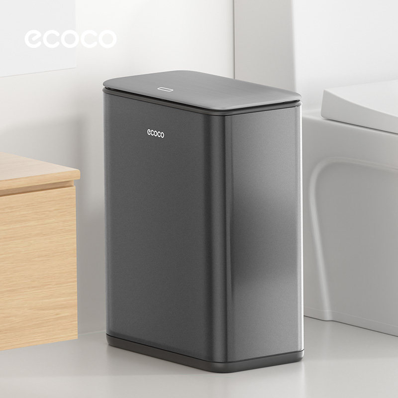 ecoco卫生间垃圾桶窄缝按压厕所专用桶高档家用极窄带盖高颜值图片
