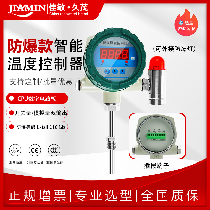 防爆型温度声光报警仪开关智能数显控制仪一体式双输出温度感测器
