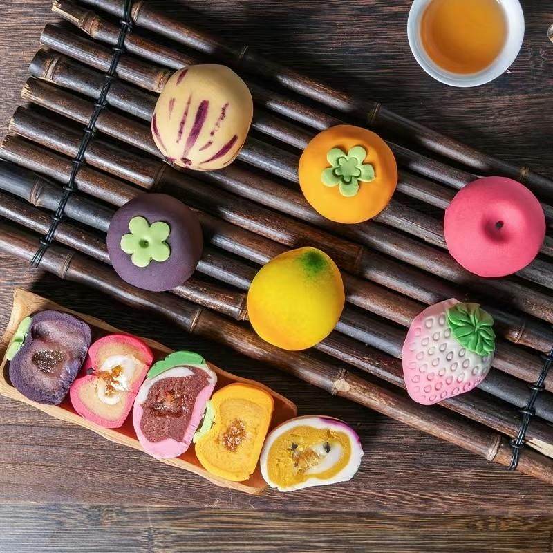 正宗中秋新中式月饼唐风和果子3D立体水果造型流心糕点月饼多口味