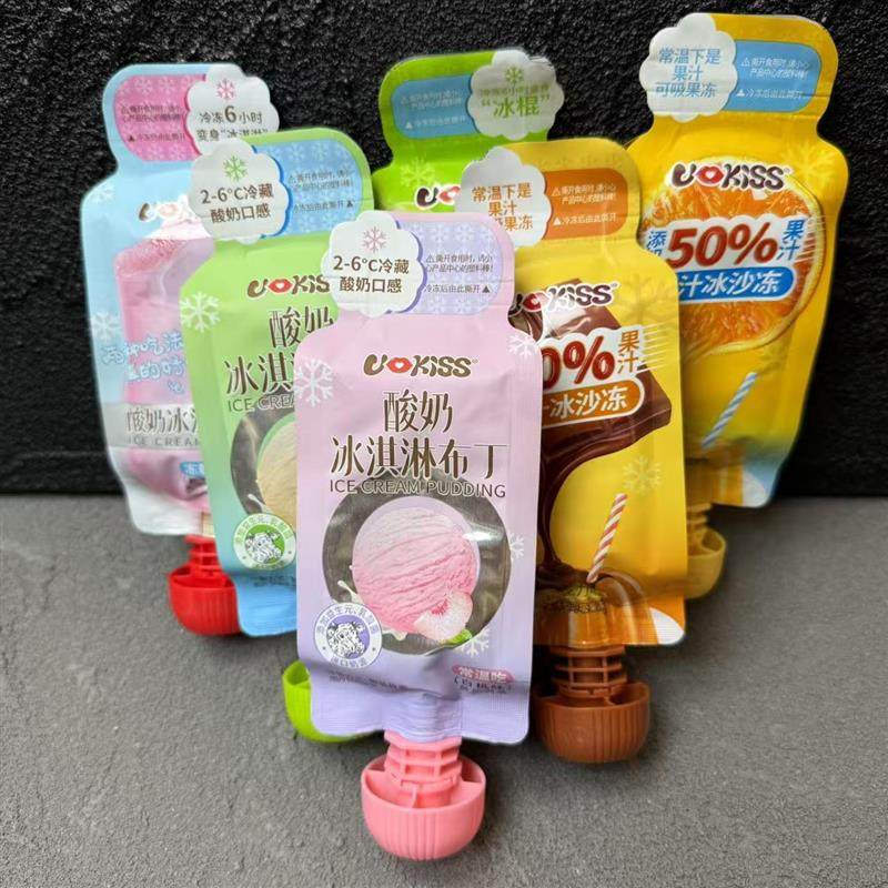 正宗酸奶冰淇淋布丁果汁沙冰草莓香草白桃味可吸巧克力果冻