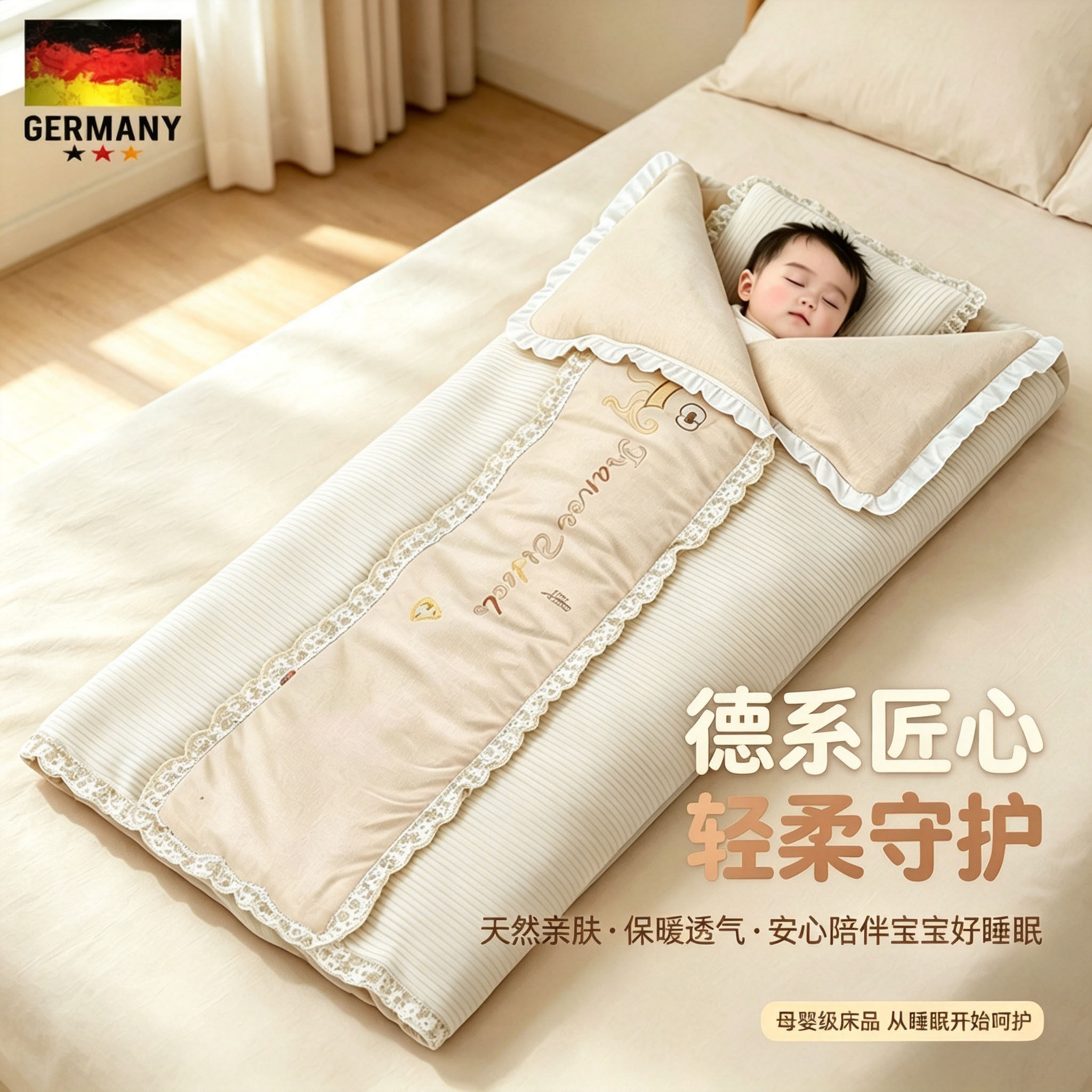 德国新生儿两用防踢被睡袋四季款