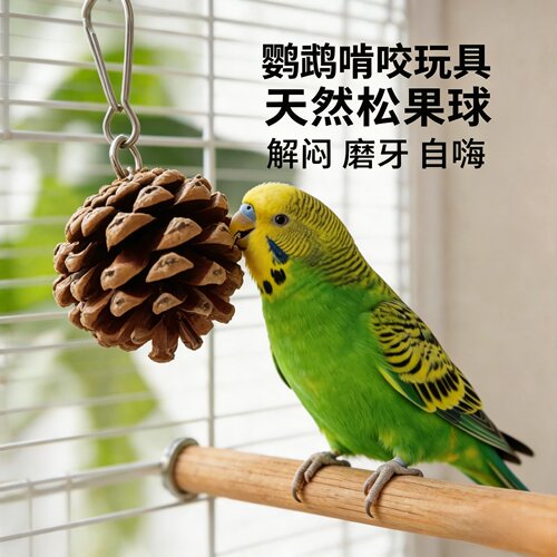 挂钩款鹦鹉松果球玩具