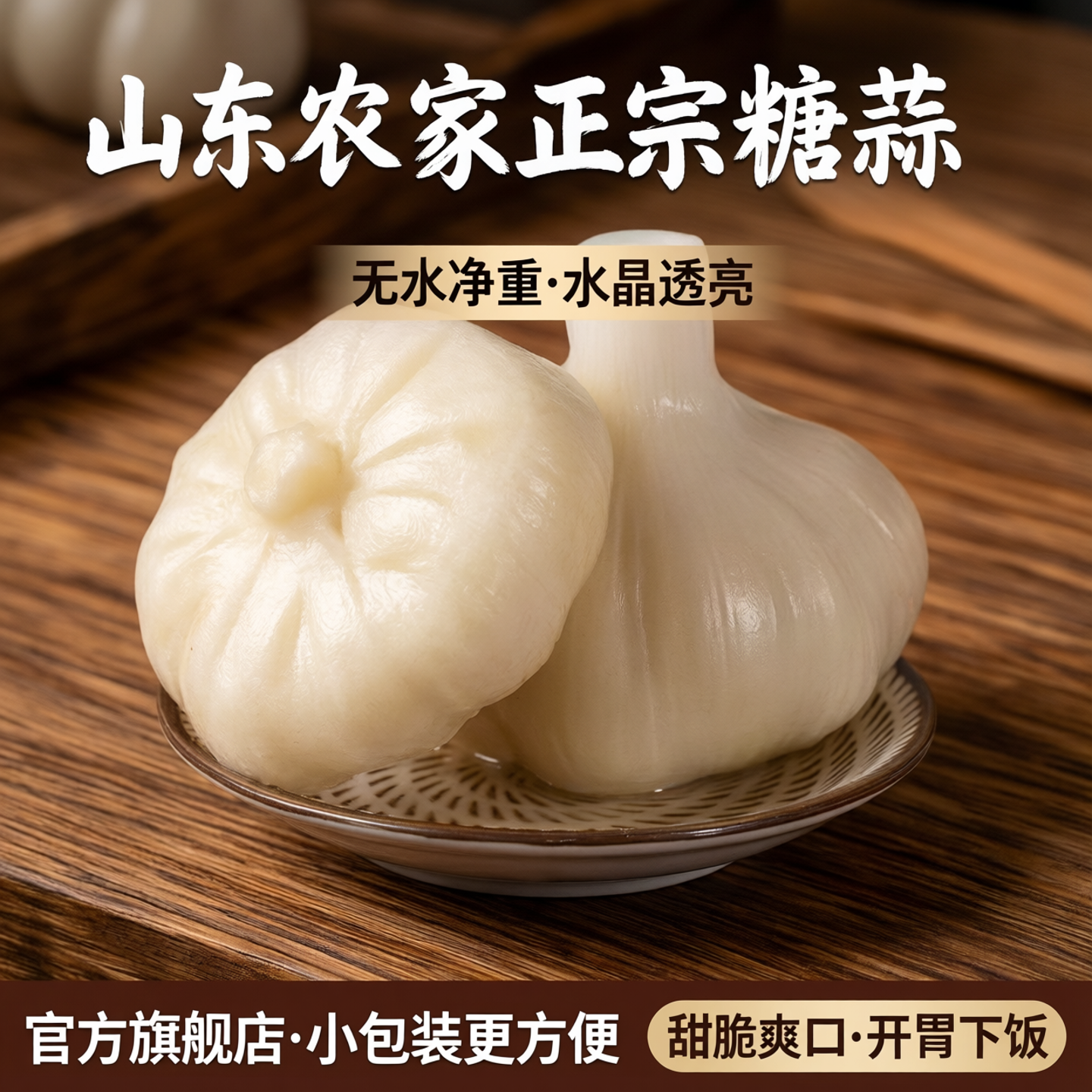 净重无水糖蒜正宗糖醋蒜农家甜蒜小包装水晶糖蒜头官方旗舰店山东