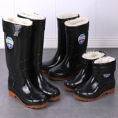 牛筋底加厚耐磨水靴中高筒保暖水鞋 水桶鞋 加棉加绒可拆卸内胆男士