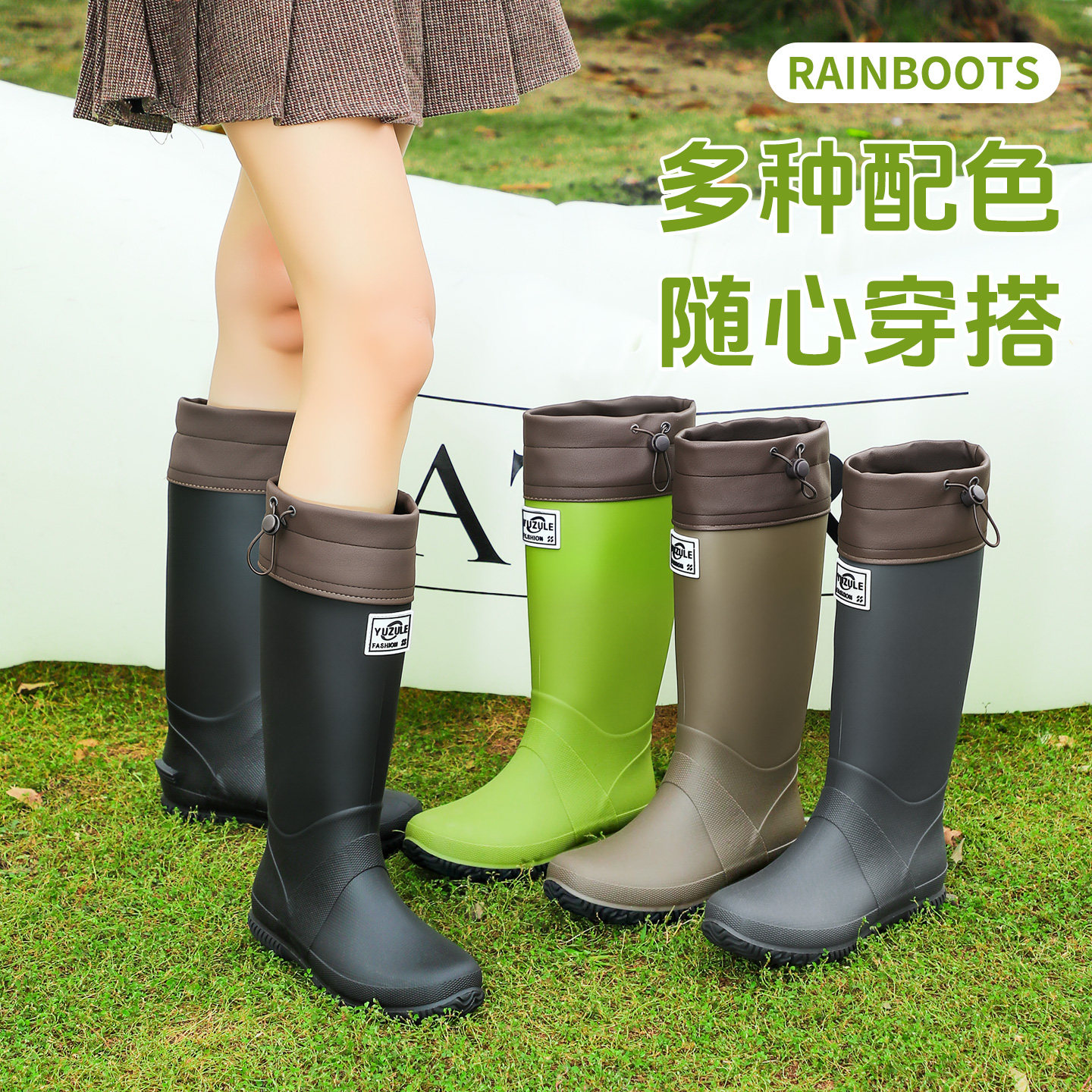 日韩雨鞋可折叠野鸟户外男女登山徒步赶海防滑水靴防水鞋雨林雨靴图片