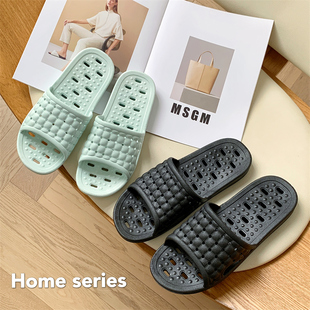 拖鞋 夏 软底洗澡防滑居家卫生间情侣拖鞋 镂空速干透气轻便防臭凉鞋