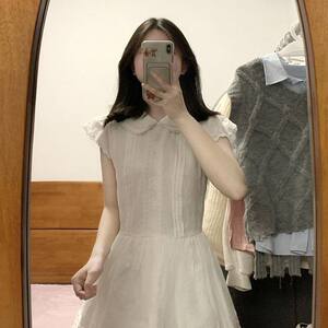 蕾丝花边夏季新款拼接裙子气质百搭显衬衫裙连衣裙女设计感纯色潮