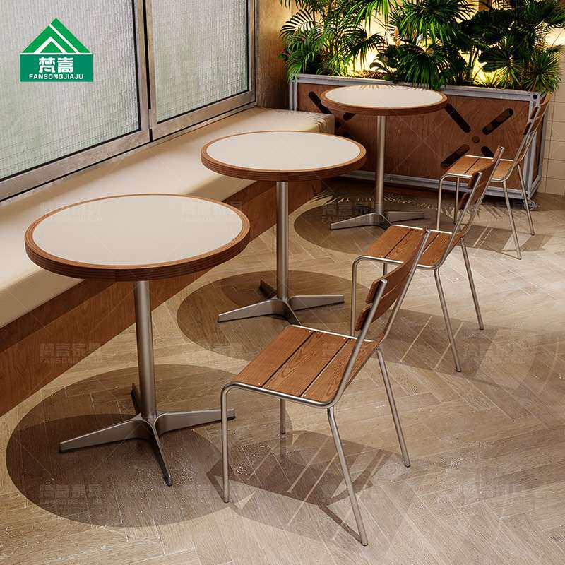 韩系轻食西餐厅桌椅组合现代简约奶茶咖啡店小圆桌椅简餐厅餐桌椅