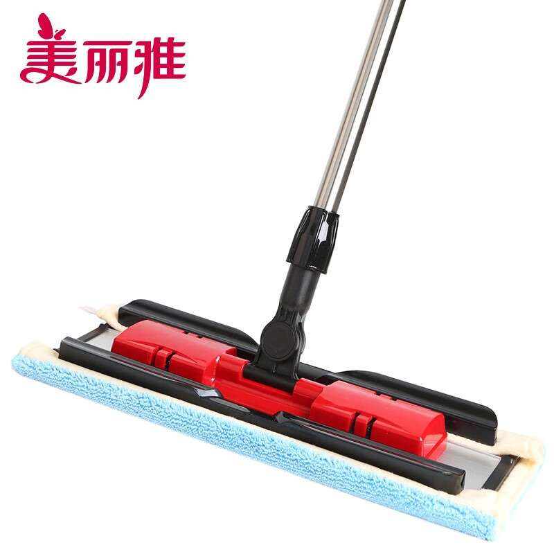 美丽雅夹布拖把家用木地板拖把大拖头墩布干湿两用无死角旋转拖把