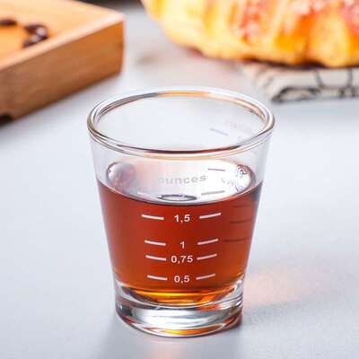 70ml双计量刻度杯 加厚玻璃盎司杯意式浓缩咖啡量杯 安士杯咖啡杯