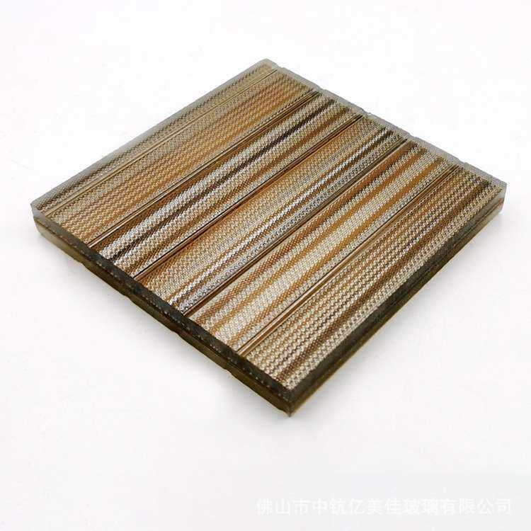 厂家直销 夹丝艺术玻璃，简约风工艺处理，白色线条艺术玻璃