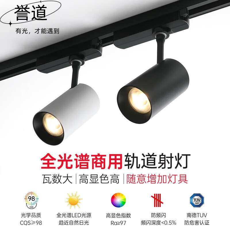 誉道轨道灯商用led射灯全光谱护眼客厅明装二线导轨条服装店铺 砂