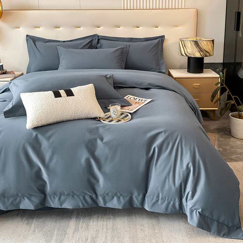 单品简约100纯棉磨毛被套 斜纹全棉加厚纯色被罩枕套秋冬床上用品
