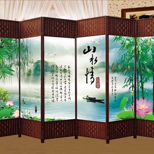 客厅移动折叠屏风隔断墙卧室简约现代藤编简易折屏办公室遮挡家用
