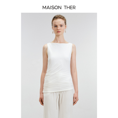 MAISON THER【智感通勤】轻盈牛奶丝肌肤内搭双层设计一字领背心