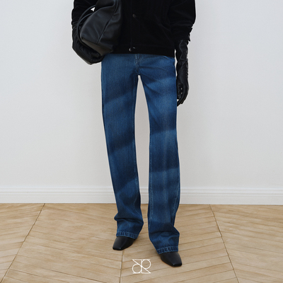 MAISON THER【25秋冬】激光水波纹洗水低腰直筒牛仔裤四季显瘦