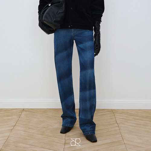 MAISON THER【25秋冬】激光水波纹洗水低腰直筒牛仔裤四季显瘦