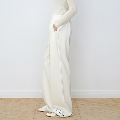 MAISON THER【25秋冬新品】软系简约羊毛复合针织抽绳阔腿裤