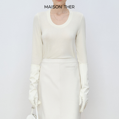 MAISON THER【25秋冬】真丝羊绒混纺高领衫智系质感U领针织打底衫