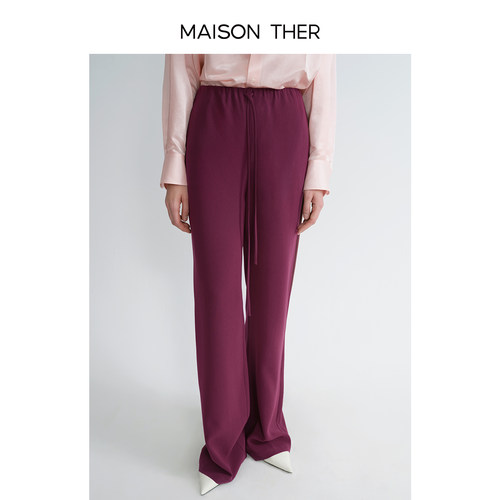 MAISON THER【智感通勤】2025春季新款女透气抗皱醋酸松紧腰阔腿