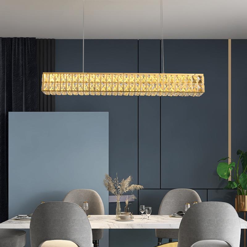 餐厅灯吊灯水晶轻奢后现代简约饭厅餐桌吧台长条创意设计师款灯具