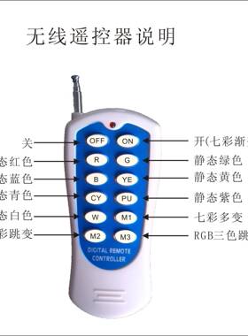 12键无线遥控七彩电源 质保3年 终身维护 15-21W RGB防水驱动