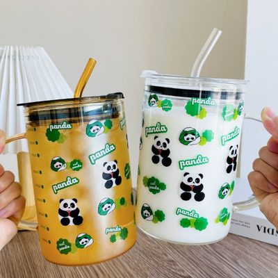 1000ml大容量玻璃水杯牛奶吸管杯高硼硅办公室家用带盖泡茶喝水杯