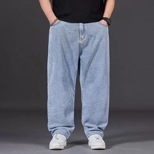 Plus Size Men Denim Jean Pant大码牛仔裤男秋季阔腿松紧腰长裤