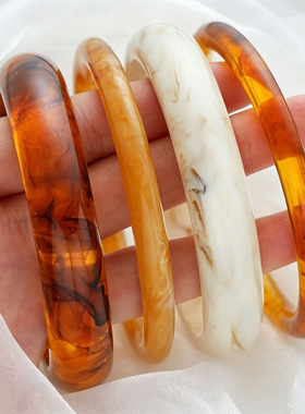 Women Bangle Bracelet欧美开口宽边手镯光面手环亚克力树脂手镯