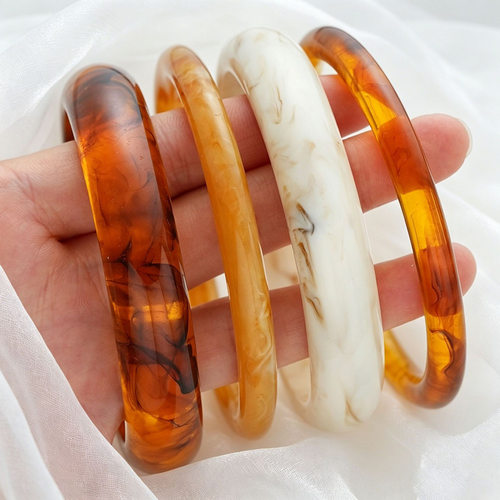 Women Bangle Bracelet欧美开口宽边手镯光面手环亚克力树脂手镯