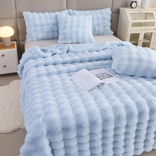Blanket Sofa Bed大泡泡兔兔绒毛毯午睡盖毯沙发毯子四季空调蓬松