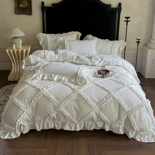 bed sheet duvet cover法式公主风四件套水洗棉清新简约床单被套