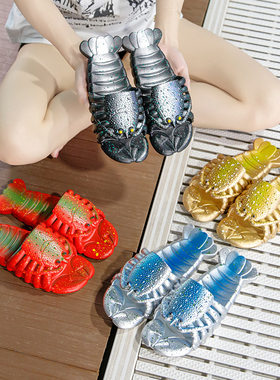 Women/Men Slipper创意异型男女亲子凉拖鞋搞怪小龙虾沙滩拖鞋