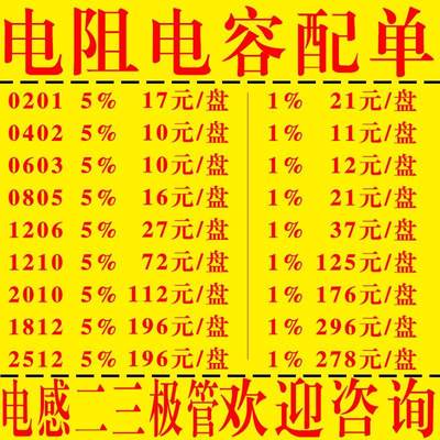 贴片电阻电容配单060308051206高精密低温漂千分之一0.1%10-25PPM