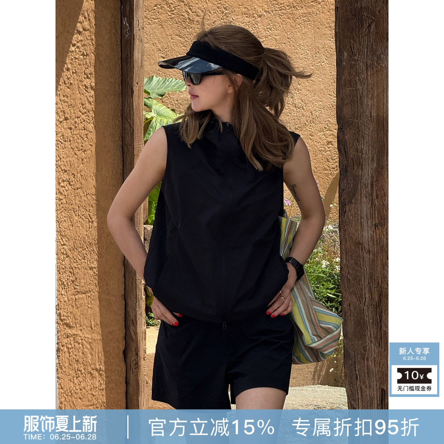 RHER STUDIO“山系马甲”春夏美式复古连帽轻薄百搭防晒外套V6018
