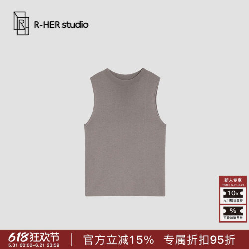 R-HER“”极简风常规修身型针织宽边背心S5730