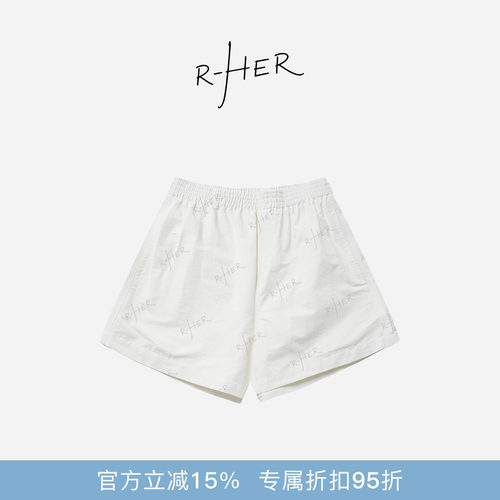 RHER STUDIO 棉锦夏季新款高腰显瘦百搭A字阔腿短裤K5056