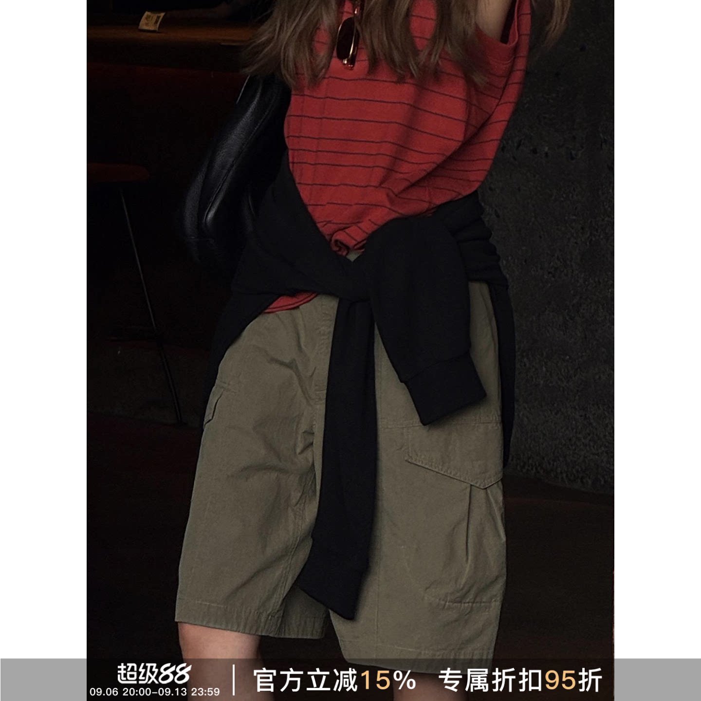 RHER STUDIO“工装军绿”夏季户外多袋工装短裤宽松透气阔腿裤K27